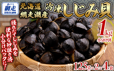 網走湖産冷凍しじみ貝小分け済み1kg（125g×2）×4袋 【 ふるさと納税 人気 おすすめ ランキング しじみ シジミ しじみ貝 蜆 貝 シジミ汁 1kg 小分け 冷凍 網走湖 北海道産 新鮮 オホーツク 北海道 網走市 送料無料  】 ABB146