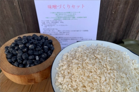 【農家直送あんしん味噌づくりセット】新丹波黒豆（訳あり）栽培期間中農薬・化学肥料・除草剤不使用＆生麹（特別栽培米　丹後こしひかり）＊レシピ付き
