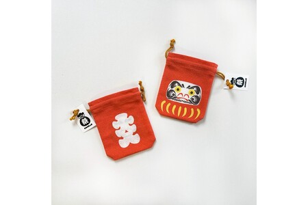 丹後ちりめん 祭巾着(だるま) サイズ:約17cm×13cm