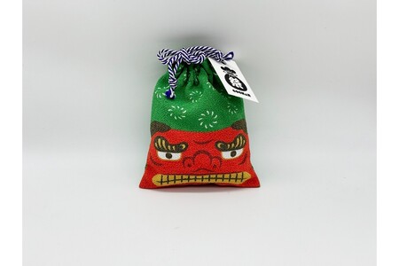 丹後ちりめん 祭巾着(ししまい) サイズ:約17cm×13cm