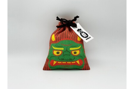 丹後ちりめん 祭巾着(おに) サイズ:約17cm×13cm