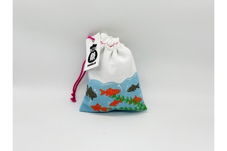 丹後ちりめん 祭巾着(きんぎょ) サイズ:約17cm×13cm