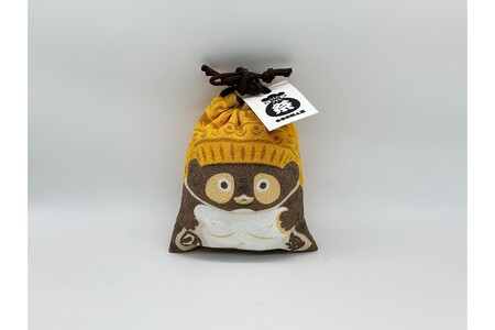 丹後ちりめん 祭巾着(たぬき) サイズ:約17cm×13cm