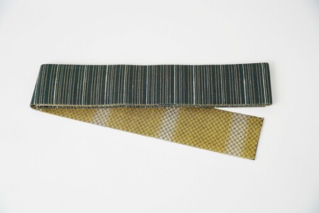 [丹後の藤布 遊絲舎]角帯 藤霞文(緑)*リバーシブル幅約10.2cm×長さ約420cm