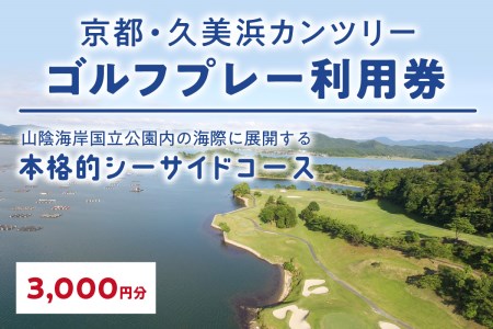 京都・久美浜カンツリー ゴルフプレー利用券 3,000円分 ゴルフ倶楽部・ゴルフ場利用券・ゴルフプレー券・ゴルフ券・ゴルフ場予約・関西・近畿・京都府・久美浜カンツリークラブ