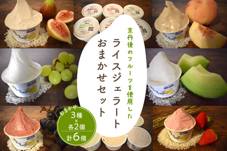 [フルーツ ジェラート]京丹後のフルーツを使用したライスジェラートおまかせセット 3種×2個(季節のフルーツはおまかせ)