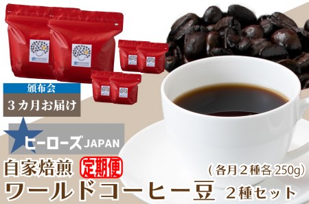 [定期便]ワールドコーヒー豆2種セット 3カ月コース[高島屋選定品]京都・南丹市 ヒーローズJAPAN