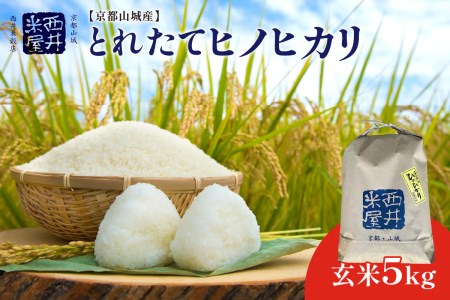 [京都山城産]とれたてヒノヒカリ(玄米 5kg)送ります 058-07