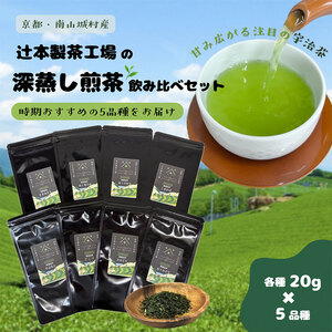 [旨みと甘みが凝縮!話題の宇治茶]辻本製茶工場の深蒸し煎茶飲み比べセット(20g×5品種) 南山城村 京都 宇治 煎茶 茶