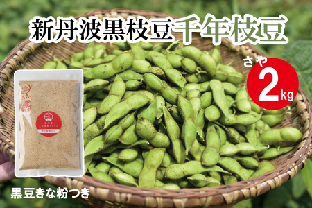 新丹波黒 枝豆 千年枝豆 2kg さや 京都 丹波 京丹波町産 期間限定 生産者限定 国産 こだわり 厳選 黒豆 枝豆 おつまみ きな粉 黒豆きな粉付き [015HY001L]
