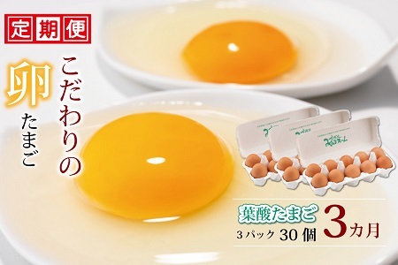 [2025年7月発送開始][3回定期便]葉酸たまごの定期便 3カ月連続 毎月30個 [017MF0017]