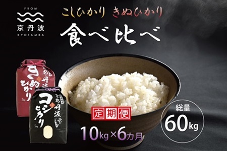 [6回定期便] 京丹波こしひかり きぬひかり 食べ比べセット 10kg×6カ月連続 合計60kg 令和7年産 [ 京丹波産 米 食べ比べ コシヒカリ キヌヒカリ 白米 定期便 お米 米 ] [090MB004R]
