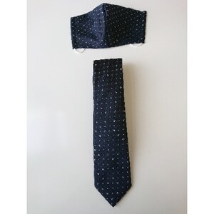 シルクマスク・ネクタイセット (黒地×白小柄)丹後シルク