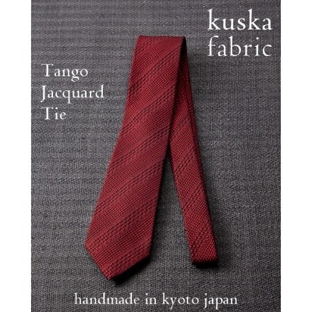 【手織りネクタイ】レッド 丹後ジャカードタイ kuskafabric 京都・丹後のシルク織物_装飾品・工芸品 ネクタイ・ベルト 服飾小物 _【1257554】