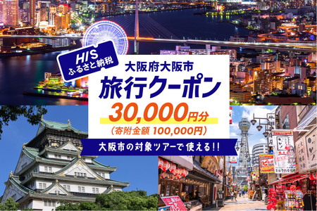 HISふるさと納税クーポン（大阪市）30,000円分 【 国内旅行 旅行 宿泊 トラベル 旅 大阪 大阪市 グルメ 観光 ツアー 飛行機 ふるなび限定 】 _OS039-0007