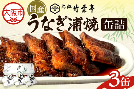 [老舗・大阪竹葉亭]国産うなぎ蒲焼缶詰 3缶セット(1缶180g)