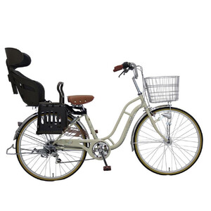 ヱビス自転車 子供乗せ自転車 26インチ ポニーテール266R シマノ製外装6段変速　電動なし（シマノ製ローラーブレーキ LEDオートライト）【本体ミルクコーヒー/子乗せブラウン】