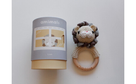 HOPPL 手編みamimals(アミマルズ) ガラガラ Lion