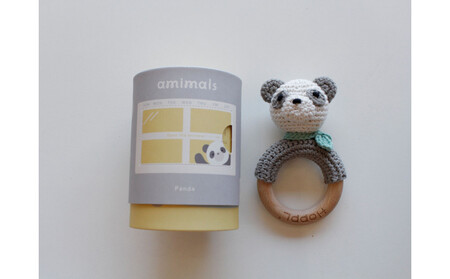 HOPPL 手編みamimals(アミマルズ) ガラガラ Panda