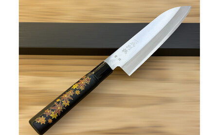 極上　安来青鋼1号　三徳万能包丁　紅葉＜和風レトロモダン＞　木製ハンドル