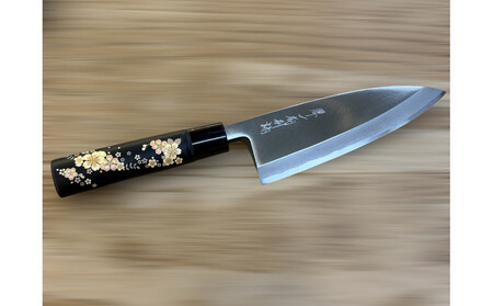 はがね出刃包丁　＜桜の花＞　和風レトロモダン　木製ハンドル