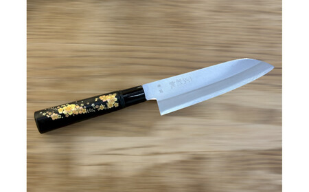 極上 安来青鋼1号 三徳万能包丁 桜の花[和風レトロモダン] 木製ハンドル