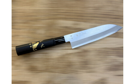 極上 安来青鋼1号 三徳万能包丁 親子ねこ[和風レトロモダン] 木製ハンドル