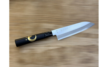 極上 安来青鋼1号 三徳万能包丁 三日月ねこ[和風レトロモダン] 木製ハンドル