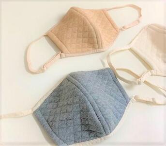 マスク オーガニックコットン中綿以外使用 キルト立体マスク 各1色3個セット