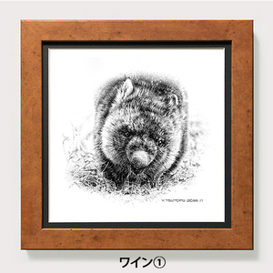 [77-01]ウォンバット 鉛筆画 原画(ワイン)