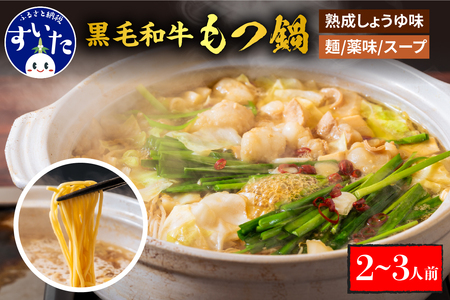 [鉄板将軍]黒毛和牛 牛もつ鍋セット 熟成しょうゆ味(2〜3人前セット)[大阪府吹田市]