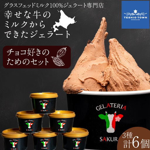 幸せな牛のミルクからできたジェラート チョコ好き6個セット [㈱SAKURA STYLE]