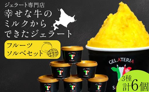 幸せな牛のミルクからできたジェラート フルーツソルベ6個セット [㈱SAKURA STYLE]