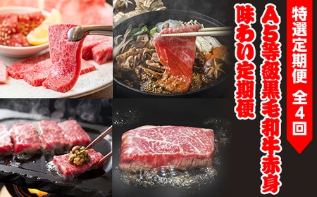 [特選定期便 全4回]A5等級黒毛和牛赤身味わい定期便 | 牛肉 焼肉 すき焼き ステーキ ブロック