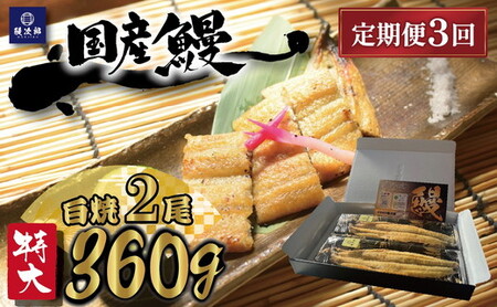 [定期便3ヶ月][特大] 国産 関西風地焼き うなぎ[白焼] 2尾 360g以上 | うなぎ 泉大津 鰻 蒲焼き 冷凍鰻 活鰻 鰻次郎 うな重 土用の丑の日 お取り寄せ 高級 うなぎの日 ウナギ unagi ※離島への配送不可