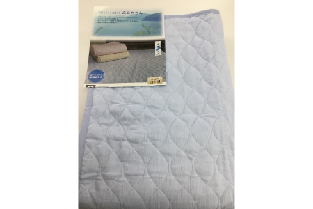 日本製 綿100% 敷きパッド 高島ちぢみ脱脂綿わた入り シングルサイズ ブルー系 [0740]