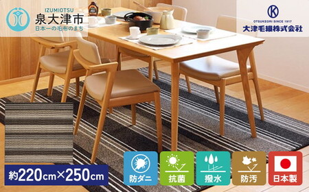 日本製 撥水・防汚 カーペット ブラウン 1枚 約220×250cm 600022201型[1125]