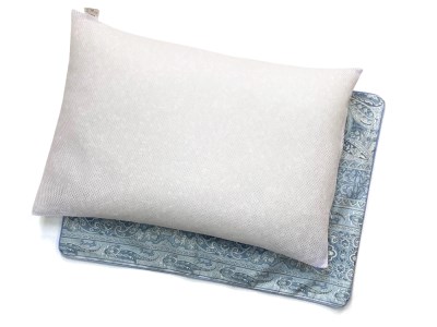 高さ調整簡単 パイプ枕1個 枕カバー ブルー2枚(リーブ柄) [2281]