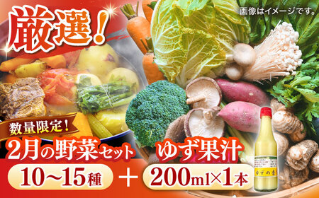 [数量限定]厳選!旬を味わう有機野菜詰め合わせ 2月(10?15種)&農家さん自家製ゆず果汁 200ml×1本セット 大阪府高槻市/高槻あぐり[AOCS004] 野菜 果物 やさい 野菜 果物 やさい 野菜 果物 やさい 野菜 果物 やさい