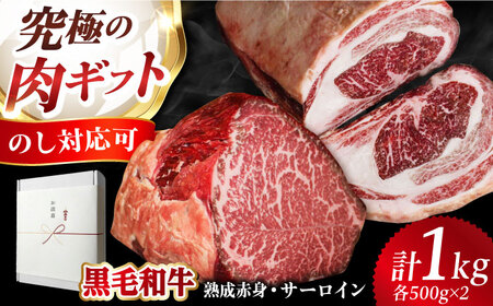 ギフト対応 [ふるさと納税限定]あなただけのドライエイジング熟成黒毛和牛ブロック(極上赤身&サーロイン)1kg 大阪府高槻市/株式会社MARBLANC[AOAS016]