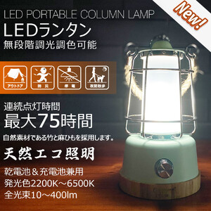 LEDランタン 調光 乾電池＆充電兼用 最長75H点灯 電球色 昼光色 明るさ調節 無段階調整 充電式ランタン  DS-8E-MGN