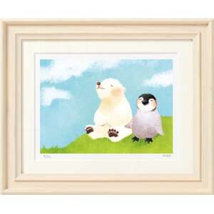 イラスト作家「菜生」アートフレーム[今日はいい天気]ペンギン&しろくま_雑貨・日用品 家具・インテリア _