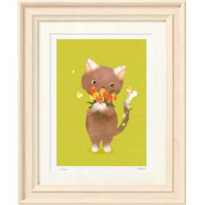 イラスト作家「菜生」アートフレーム[春とねこ]猫_雑貨・日用品 家具・インテリア _