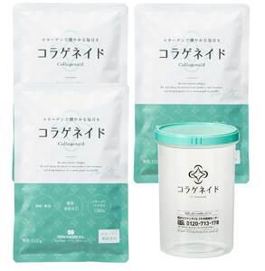 健康と美容をサポート 毎日コラゲネイドセット 150g×3袋 専用ボトル付[コラーゲン コラゲネイド 粉末 粉 健康食品 たんぱく質 手軽 3か月分 ケース付 新田ゼラチン 大阪府 八尾]