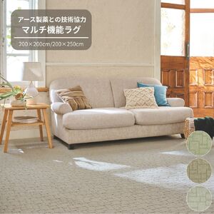 G178(グリーン:200×200) 防虫・防ダニ・防カビ・抗菌のマルチ機能デザインラグ 2サイズ(グリーン:200×200)