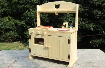 手作り木製「棚付き」ままごとキッチン 大型レンジ付き すかし入り DHK-R2