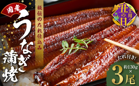 【土用の丑の日までにお届け】国産うなぎ 約130g×3尾  秘伝のたれ 蒲焼 鰻 ウナギ 無頭 炭火焼き 備長炭 手焼き 先行予約