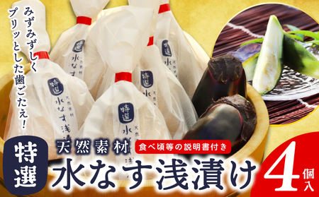 [先行予約]「特選最上級品」天然素材水なす浅漬け4個入