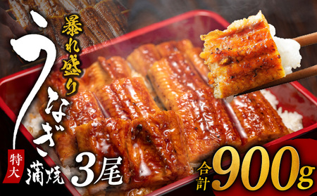 特大うなぎ 蒲焼き 暴れ盛り 合計 900g[鰻 300g×3尾 真空パック 簡単調理 訳あり サイズ不揃い 人気 惣菜 うな重 うな丼 ひつまぶし にも]