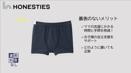 ons0438 [KIDS]∞裏表前後なし ボクサーパンツ 130(紺) 2枚 キッズ